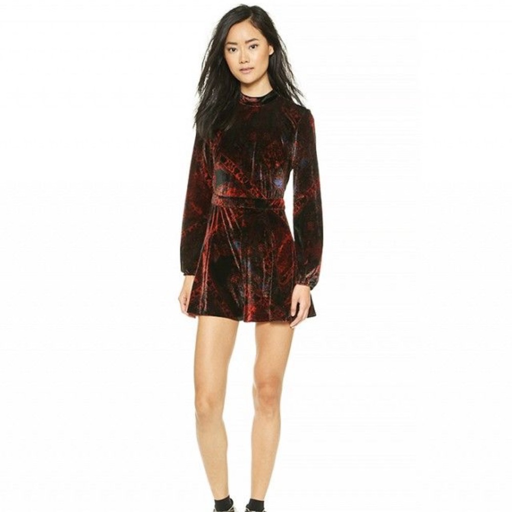 Free People Printed Burnout Velvet Backless Romper - Picture 14 of 15